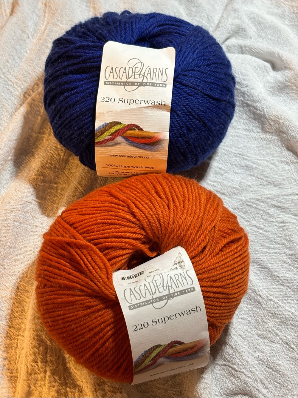 Cascade Yarns 220 Superwash Wool Yarn - 2 balls different colors